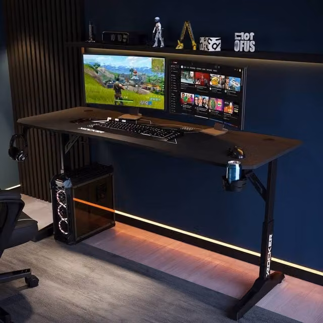 Cougar Height Adjustable Gaming Desk in Black