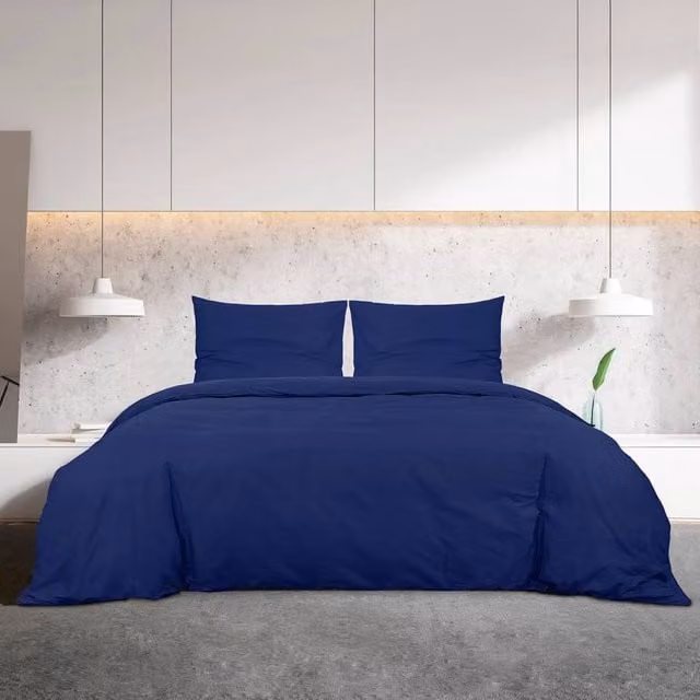 Berkfield Home Elegant Navy Blue Microfibre Duvet Cover Set, W: 260 cm, D: 240 cm