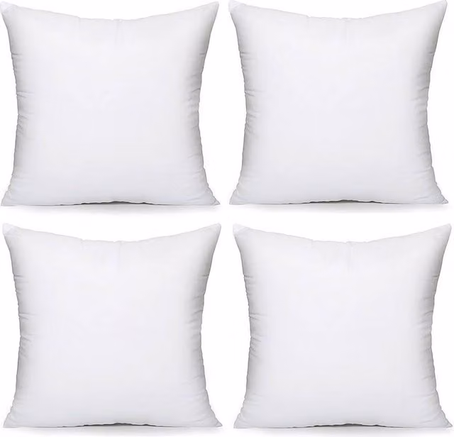Luxury Living White Hollow Fibre Square Cushion Inserts, Set of 4, W/D/H: 45 x 45 x 45 cm