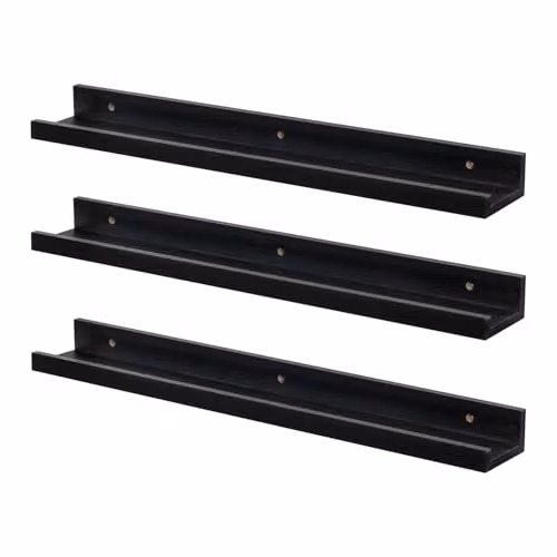 Harbour Housewares Pack of 6 Black Floating Picture Ledge Wall Shelves, 57 cm