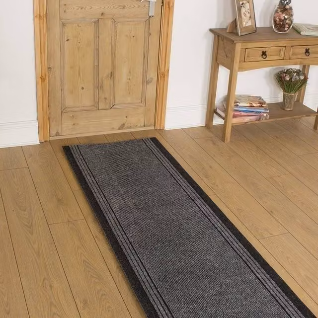 runrug Inca Hallway Carpet Runner Rug in Grey, W: 66 cm, L: 390 cm