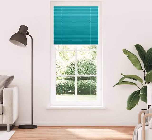Berkfield Home Single Pleat Petrol Green Polyester Blind, W/H: 84.4 x 200 cm