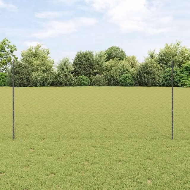 Berkfield Home Grey Steel U-Channel Mesh Fence Posts, 10 Pack, Height: 120 cm
