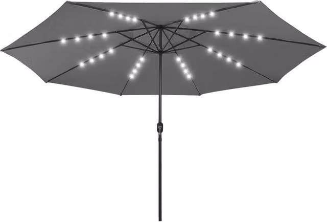 Berkfield Home Outdoor Parasol with LED Lights and Metal Pole, Anthracite Grey, Diameter: 400 cm