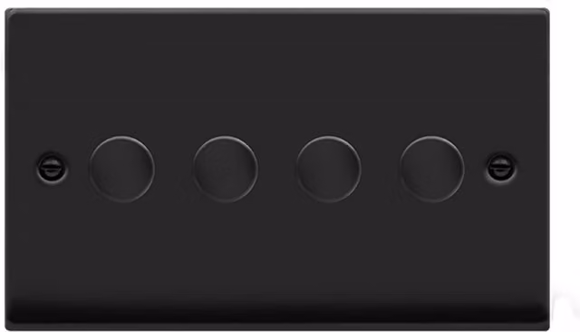 SE HOME Black 4 Gang 2 Way 100W LED Trailing Edge Dimmer Light Switch Flush Plate