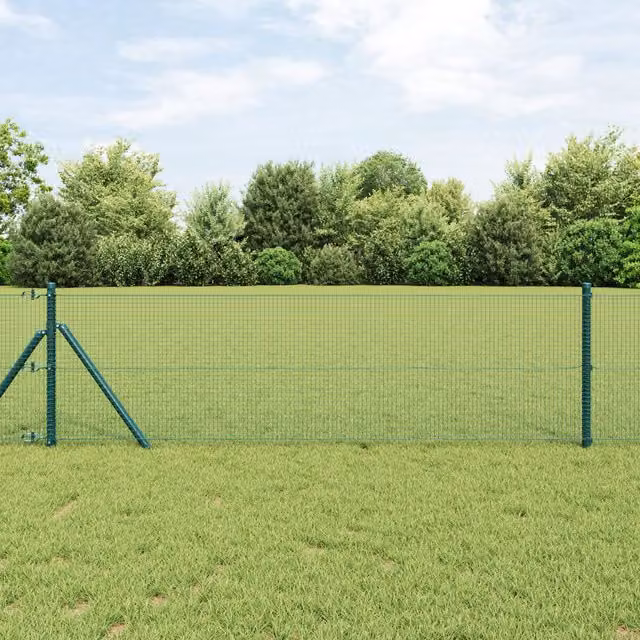 Berkfield Home Green PVC Coated Steel Welded Wire Fence, Single-Bar Rectangular Mesh, H: 0.4 m x W: 50 m