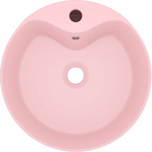 Berkfield Home Luxury Ceramic Round Countertop Wash Basin with Overflow, Matt Pink, W: 36 cm, D: 13 cm, H: 13 cm