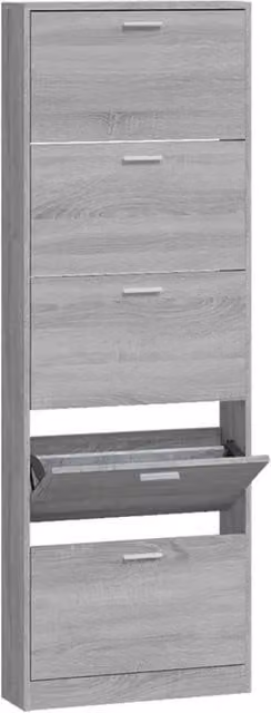 Berkfield Home Grey Sonoma Shoe Cabinet with Tilting Compartments and Drawers, W/D/H: 59 x 17 x 169 cm