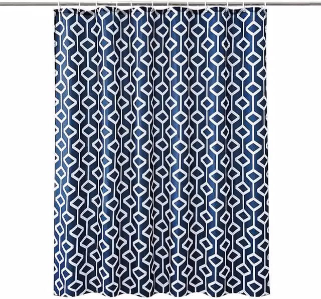 Neel Blue Abstract Geometric Shower Curtain, Navy Blue, W/D/H: 180 x 180 x 200 cm