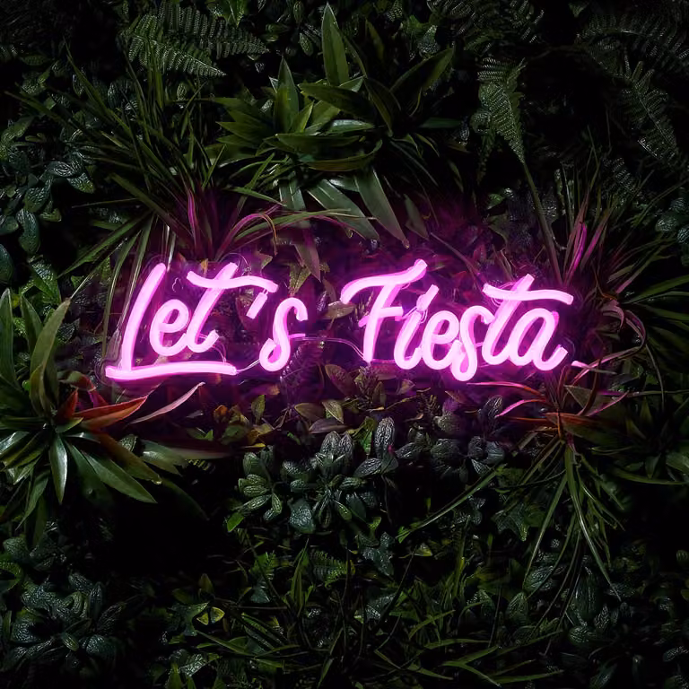 Lights4fun Let's Fiesta Neon LED Wall Light in Pink and Multicolour