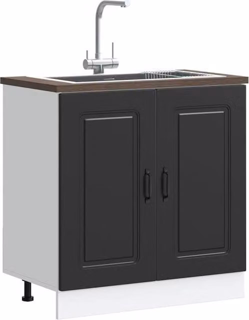 Berkfield Home Kalmar Black Sink Base Cabinet, W/D/H: 80 x 46 x 81.5 cm
