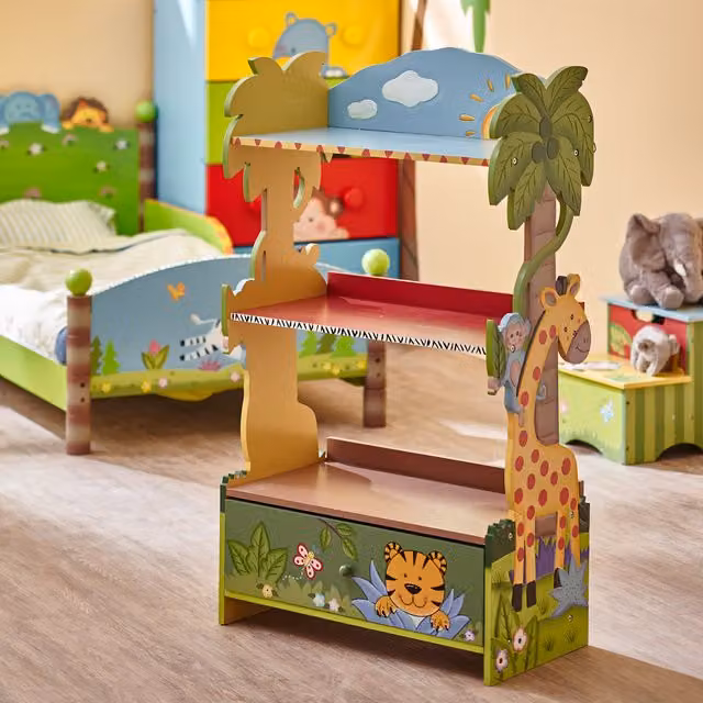 Teamson Kids Sunny Safari Multicolour Wooden Bookcase for Children