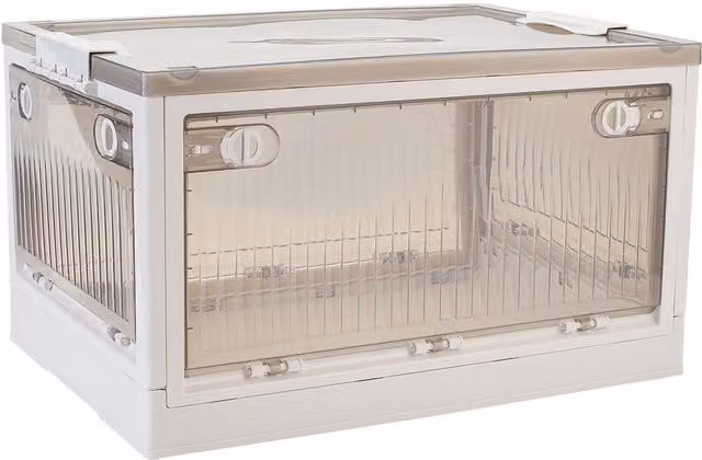 Livingandhome Transparent White Plastic Organiser with Lid, Width: 39 cm