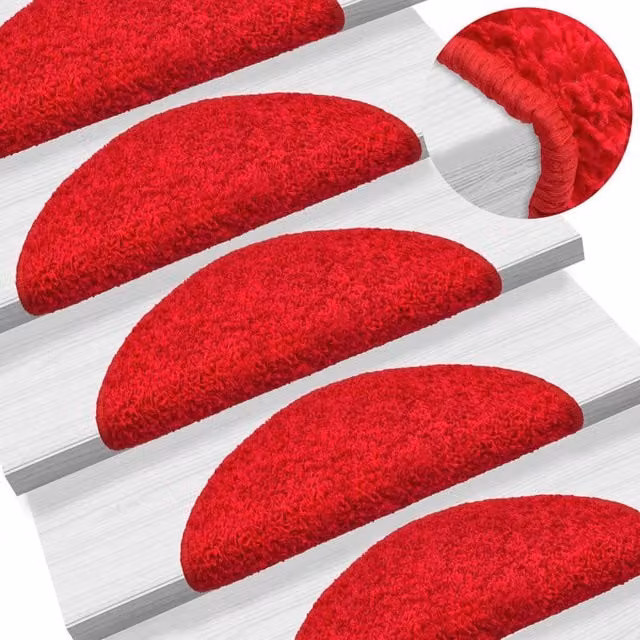 Berkfield Home Self-Adhesive Non-Slip Stair Mats, 10 Pack, Red, W: 56 cm, D: 30 cm, H: 3 cm