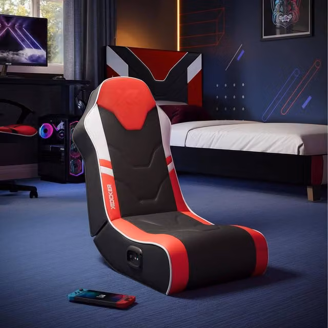 X Rocker Shadow 2.0 Audio Floor Rocker Gaming Chair in Red
