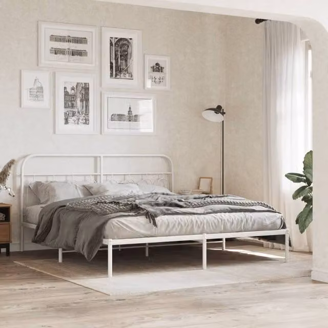 Berkfield Home Metal Headboard in White, Width: 193 cm