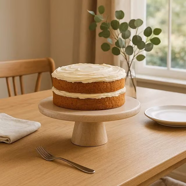 Orsina Himaya Champagne Marble Cake Stand in Beige and White