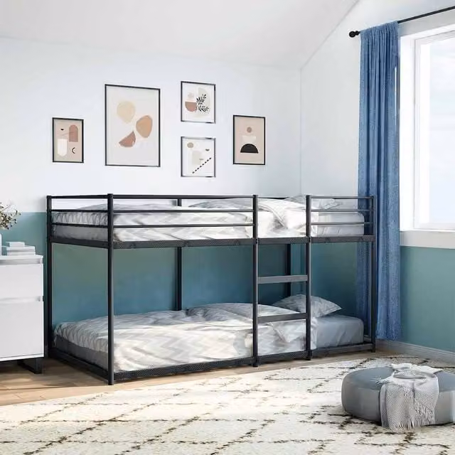 Berkfield Home Breathable Metal Bunk Bed in Black, W/D/H: 90 x 190 cm