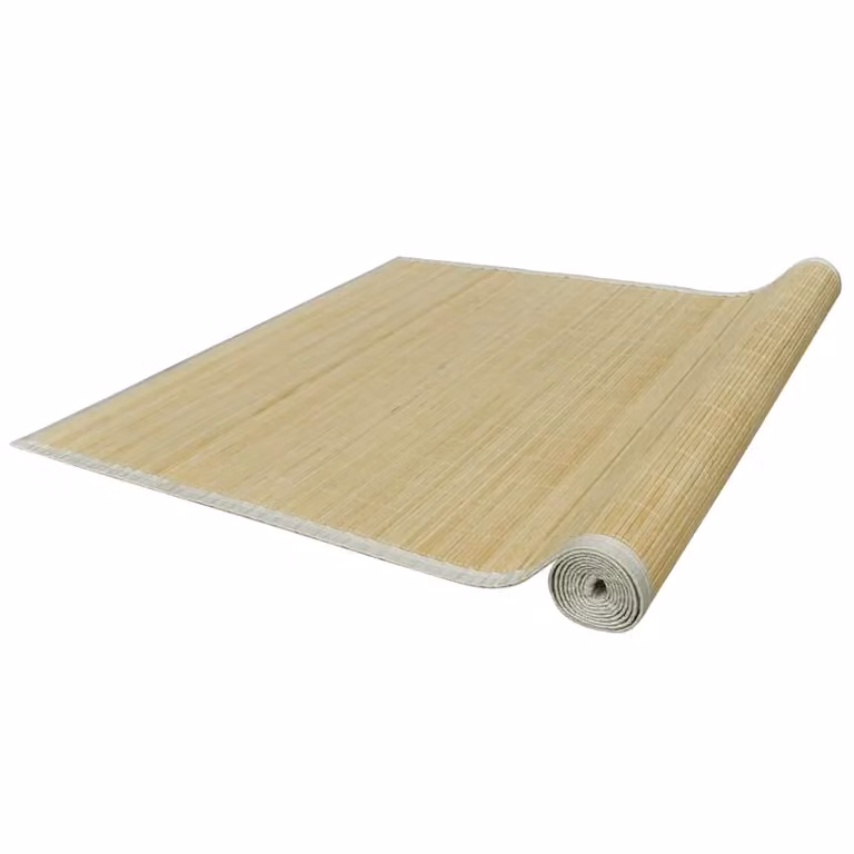 Berkfield Home Rectangular Natural Bamboo Rug in Beige, W: 80 cm, L: 300 cm