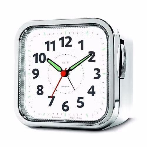 Acctim Otis White Analog Quartz Tabletop Bell Alarm Clock