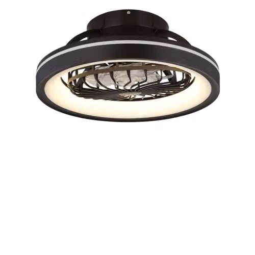 Netlighting Globo Lighting Modern Ceiling Fan in Black with RGBW LED, Dimmable Remote Control and Timer, Diameter: 48 cm
