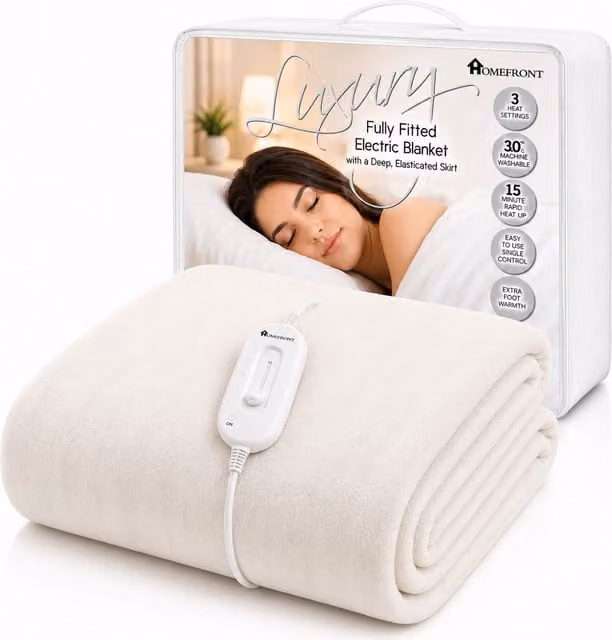 Homefront Electric Heated Mattress Cover Single, White, W/D/H: 200 x 107 x 40 cm