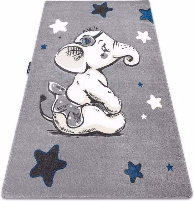 RugsX Petit Grey Kids Motif Rectangular Rug, W: 160 cm, D: 220 cm