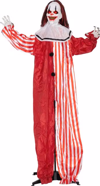 Outsunny 165 cm Life Size Animated Halloween Clown with Red Light Up Eyes and Sound Activated Moving Body