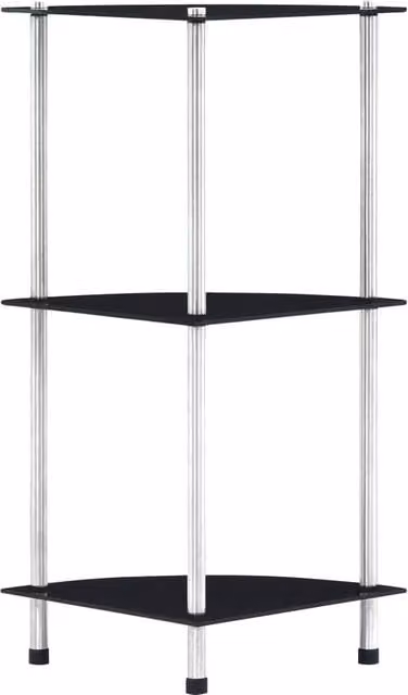 Berkfield Home 3-Tier Modern Shelving Unit in Black with Tempered Glass, W/D/H: 30 x 30 x 67 cm