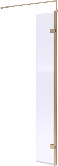 Balterley 8mm Hinged Return Screen and Support Bar with Clear Glass, Brushed Brass, W: 300 mm, H: 1850 mm