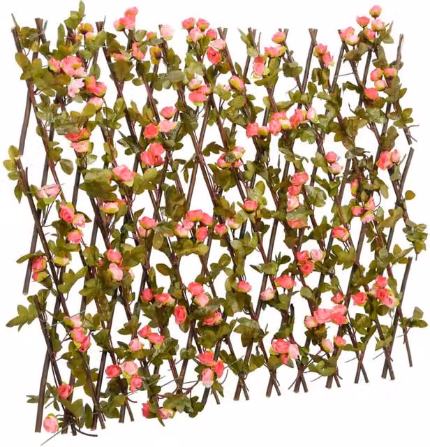 Berkfield Home Artificial Ivy Trellis Expandable 5 Piece Set, Dark Pink, W: 60 cm, H: 180 cm