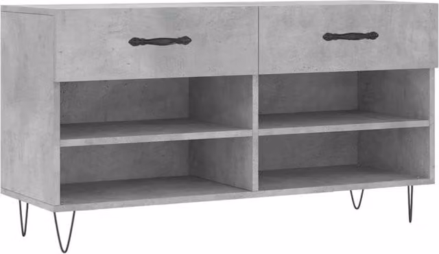 Berkfield Home Industrial Shoe Bench in Concrete Grey, W/D/H: 102 x 35 x 55 cm