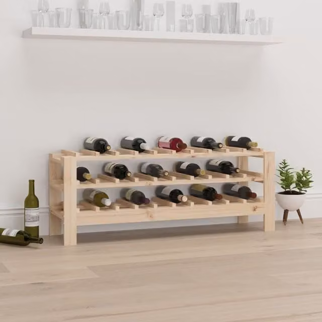 Berkfield Home Rustic Solid Wood Pine Wine Rack, Brown, W/D/H: 109.5 x 30 x 42 cm