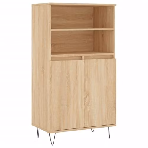 vidaXL Modern Highboard in Brown with Hinged Doors and Internal Shelves, W/D/H: 60 x 36 x 110 cm