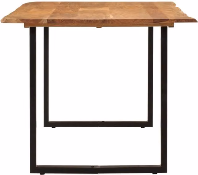 Berkfield Home Sturdy Rectangular Dining Table in Brown Solid Acacia Wood with Black Sled Base, W/D/H: 180 x 90 x 76 cm