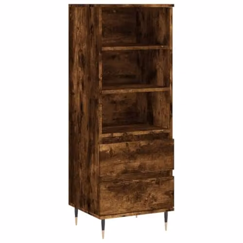 vidaXL Highboard in Smoked Oak and Brown, W/D/H: 40 x 36 x 110 cm