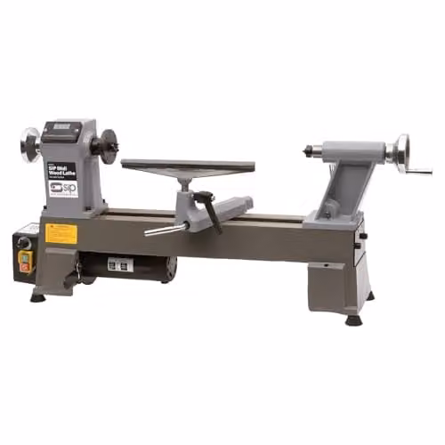 SIP Midi Benchtop Wood Lathe 550W Variable Speed 500-3500RPM Grey Cast Iron Woodworking Kit