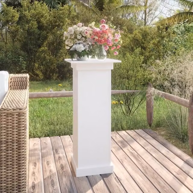 Berkfield Home White Rustic Solid Pine Flower Stand, W/D/H: 40 x 40 x 90 cm