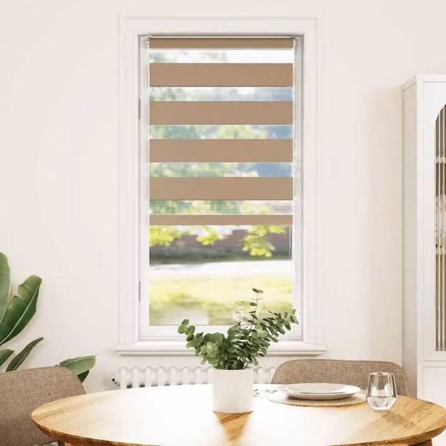 Berkfield Home Zebra Blind in Sand Brown, W: 60 cm, H: 100 cm, Polyester Fabric
