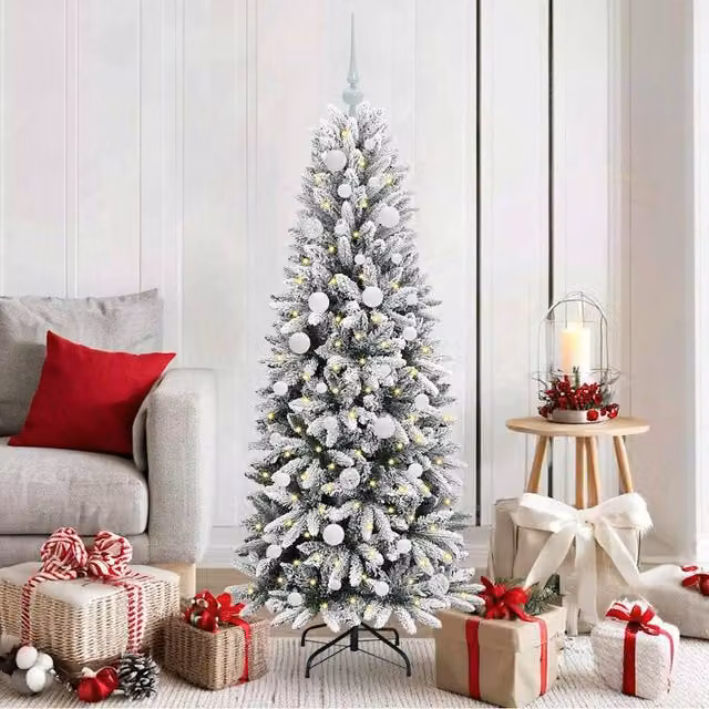 Berkfield Home Green Artificial Christmas Tree with 150 White LEDs, W/D/H: 63 x 63 x 150 cm