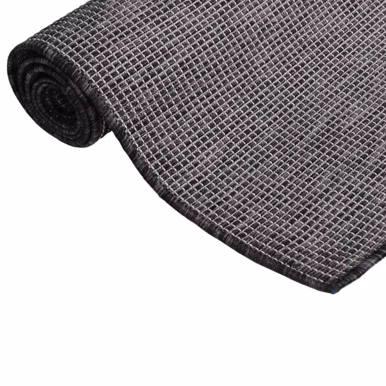Berkfield Home Grey Round Outdoor Flatweave Rug, Diameter: 100 cm