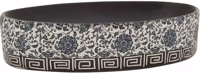 Berkfield Home Oval Ceramic Countertop Basin in Black and Blue, W: 56.5 cm, D: 36.5 cm, H: 13.5 cm