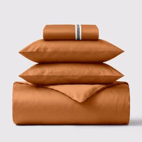 Bedable 100% Cotton Sateen Bedding Set in Terracotta, Double Size
