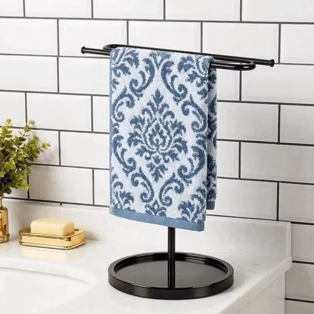 KORVIXA S-Shape Freestanding Kitchen Towel Rack in Black