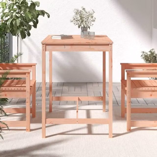 Berkfield Home Rectangular Garden Table in Brown Solid Wood, W/D/H: 121 x 82.5 x 110 cm