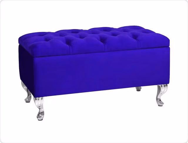 R&M Furnishers Chesterfield Ottoman Storage Bench in Blue Tufted Velvet, Width: 137 cm