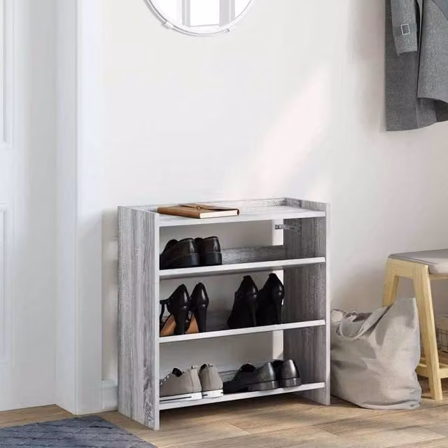 Berkfield Home Grey Sonoma Shoe Rack, W: 60 cm, D: 25 cm, H: 62 cm