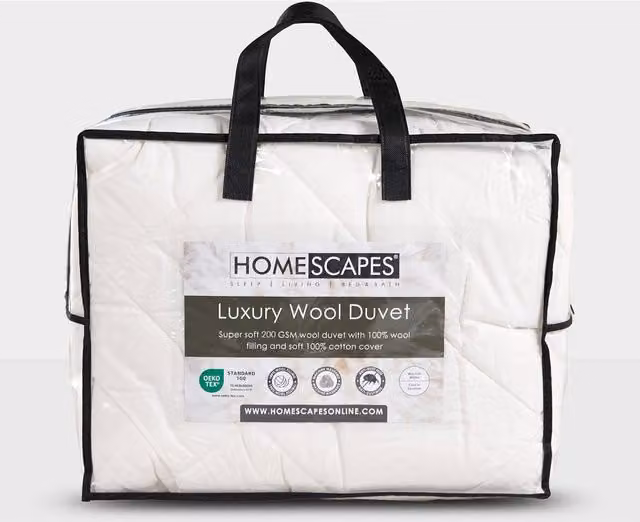 Homescapes Luxury Light Wool Duvet in White, King Size