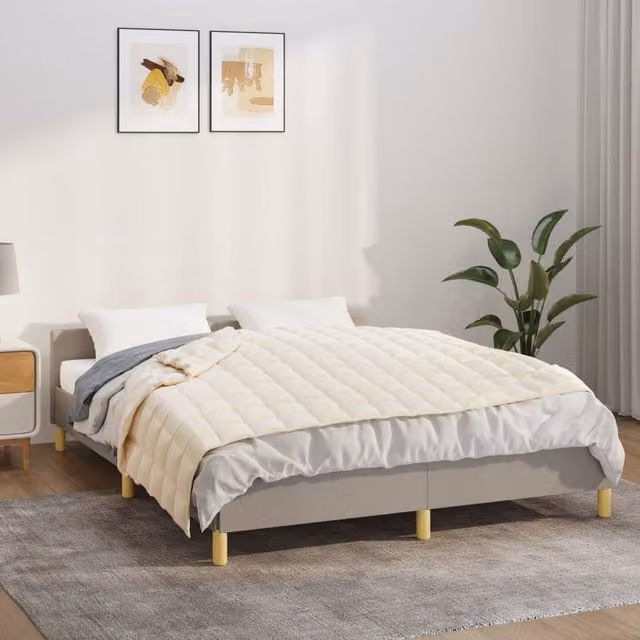 Berkfield Home Weighted Blanket in Beige, W: 150 cm x D: 200 cm, 11 kg