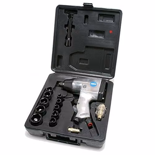 Hilka 1/2-inch Air Impact Wrench Set in Black and Silver